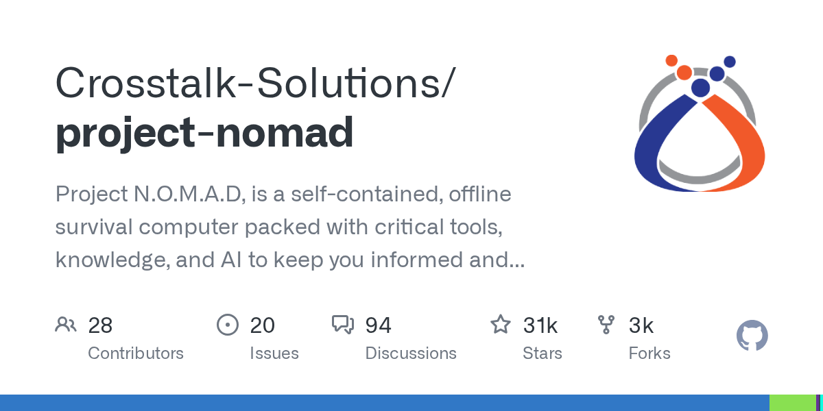 Project N.O.M.A.D: A Self-Sufficient Offline Survival Computer Integrating AI and Critical Knowledge Tools