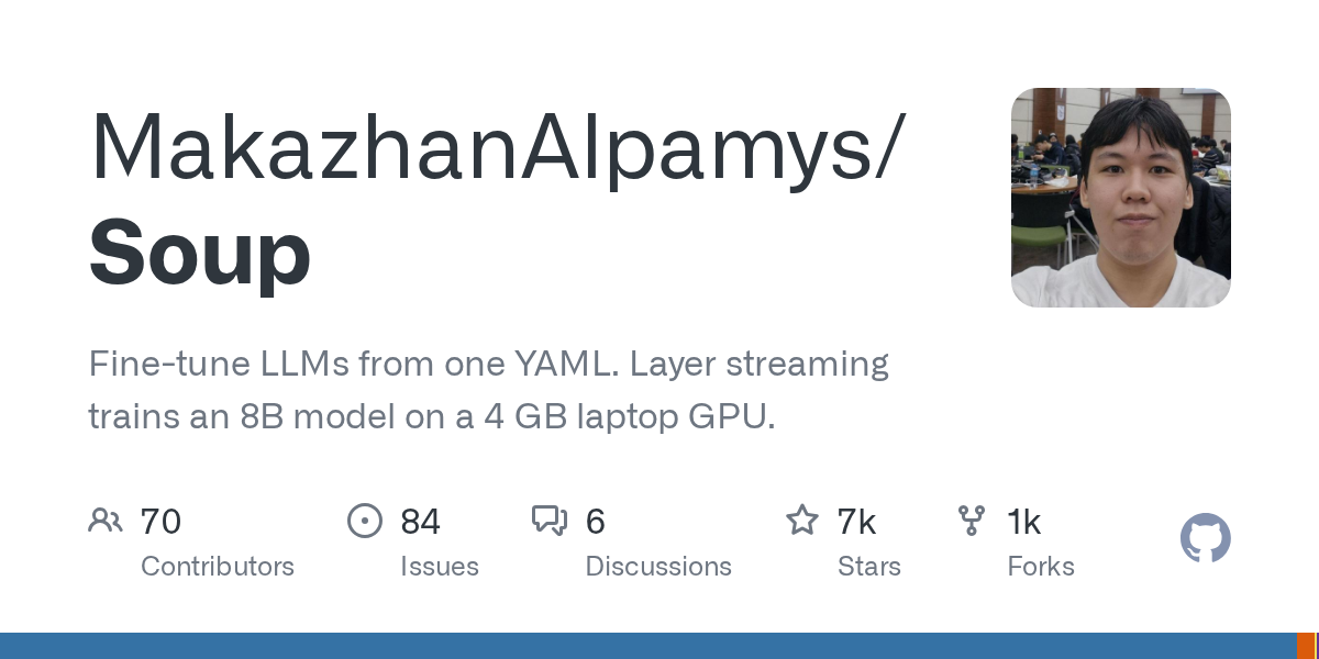 Soup: Revolutionizing LLM Fine-Tuning with Layer Streaming on 4GB Consumer GPUs