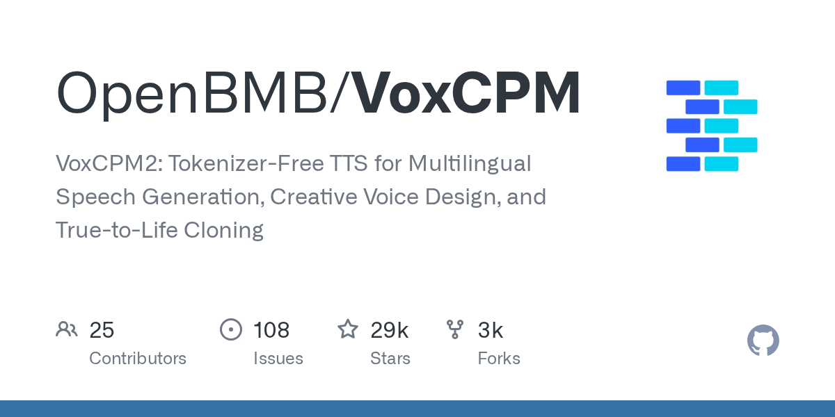 VoxCPM2: Advancing Speech Synthesis with Tokenizer-Free Multilingual Voice Design and Cloning