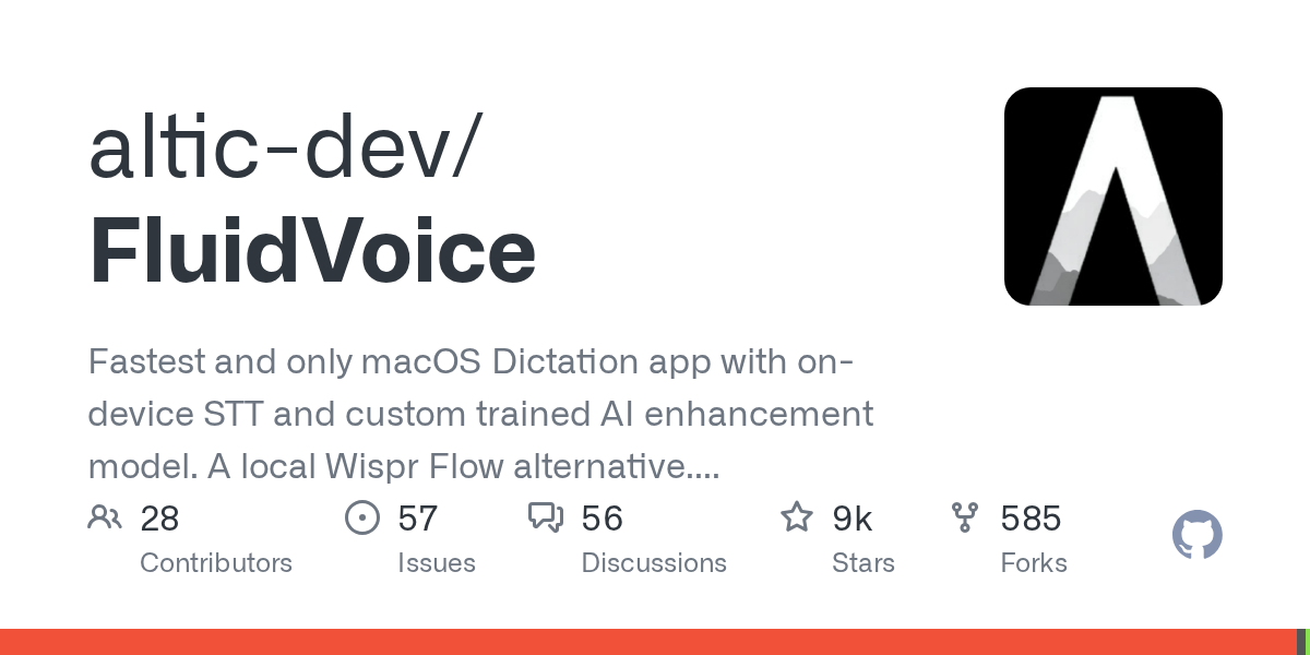 FluidVoice: The Fastest Offline Speech-to-Text Dictation Application for macOS Users