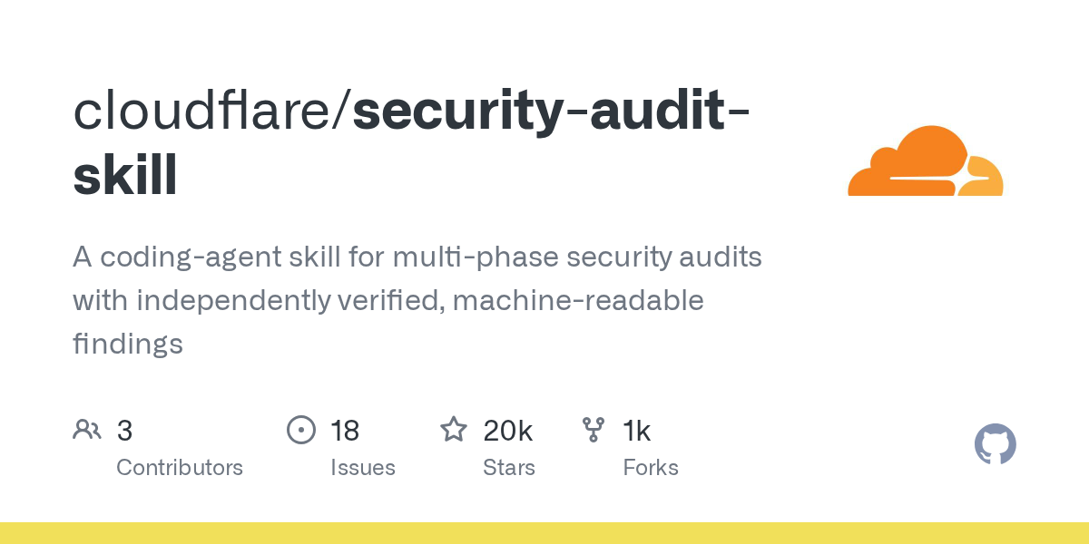 Cloudflare veröffentlicht security-audit-skill für mehrstufige Sicherheitsaudits durch Programmieragenten auf GitHub
