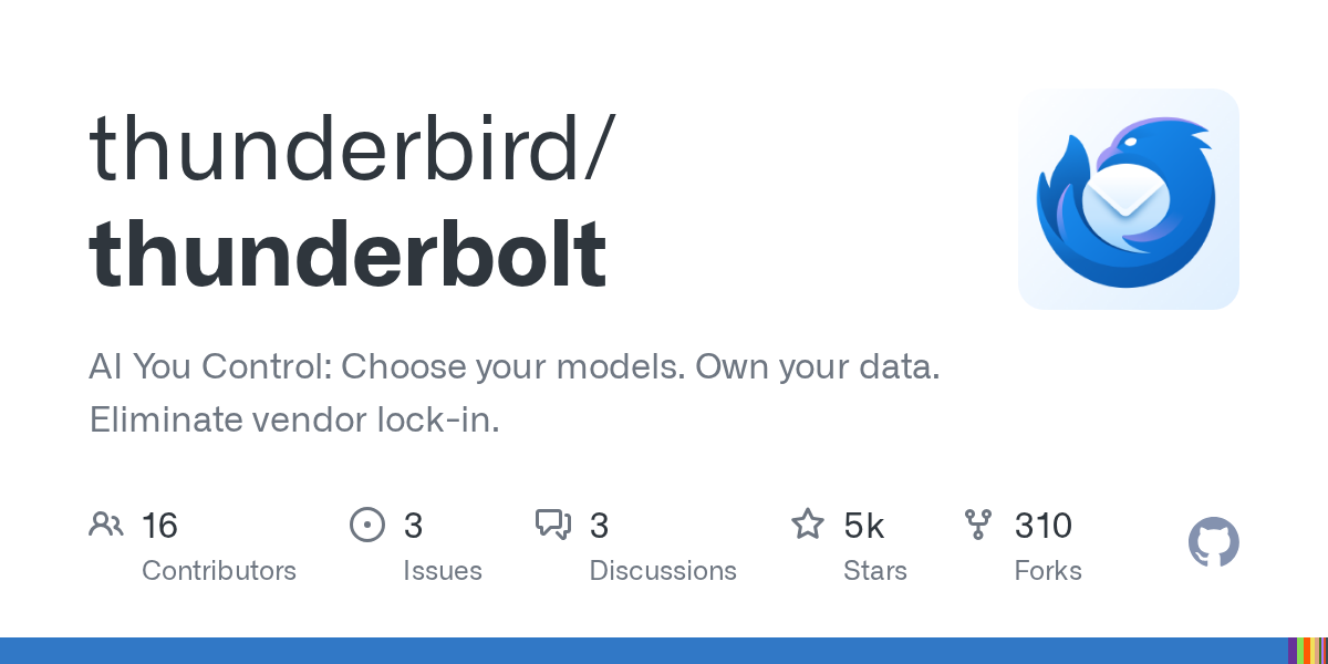 Thunderbolt: Thunderbird Launches Open-Source AI Framework for Model Control and Data Ownership
