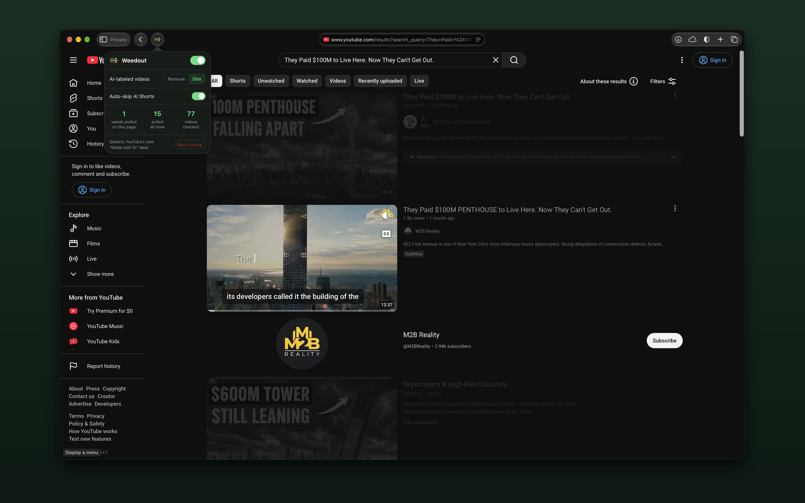 Weedout: Neue Safari-Erweiterung entfernt automatisch als KI-gekennzeichnete YouTube-Videos aus dem Feed